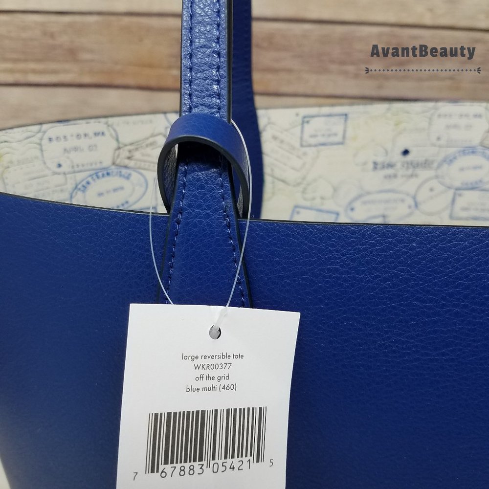 Kate Spade Large Reversible Tote Off The Grid Blue - Picture 7 of 16
